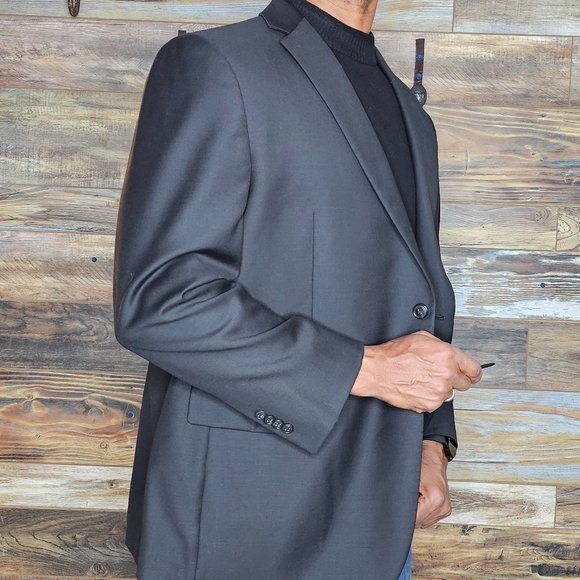 JOE Joseph Abboud Custom Made 100% Wool Black Blazer Sport Jacket Size 44S - Picture 8 of 8